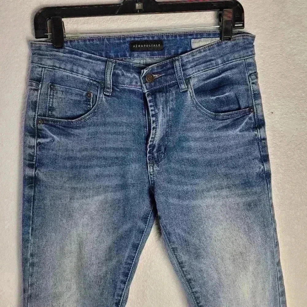 Aeropostale Skinny Denim Jeans Men's Size 30/32Blue 5-Pocket Whisker - Picture 3 of 10